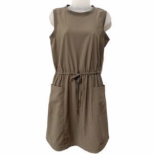 Garnet Hill Brown Sleeveless Tie Waist Pockets Knee Length Small